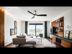 Ventilador de teto LED moderno de 52 polegadas com motor DC, lâminas ABS pretas