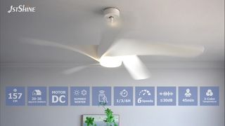 Ventilador de teto branco moderno de 62 polegadas com luz LED
