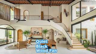 Ventilador de teto de madeira preta de 52 polegadas com motor DC silencioso