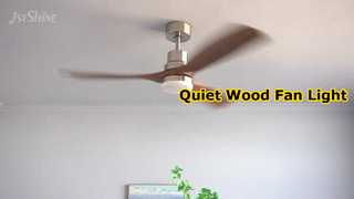 Ventilador de teto silencioso de madeira com luz