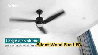 Ventilador de teto moderno em madeira preta com luz LED