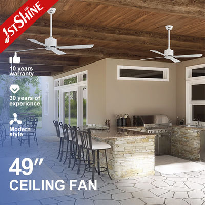comprar 110-240V/50Hz-60Hz Ventilador de teto de ferro branco com controle remoto inteligente e 4 lâminas Fabricação em linha