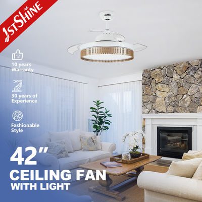 comprar Ventilador de teto retrátil moderno de 5 velocidades com luz LED de 3 cores Fabricação em linha