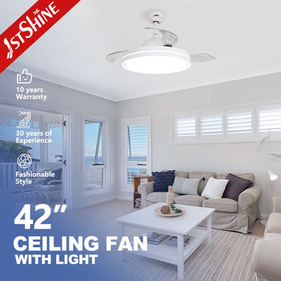 comprar Ventilador de teto LED de níquel de cetim de 42 polegadas com lâminas dobráveis e fonte de luz retrátil Fabricação em linha