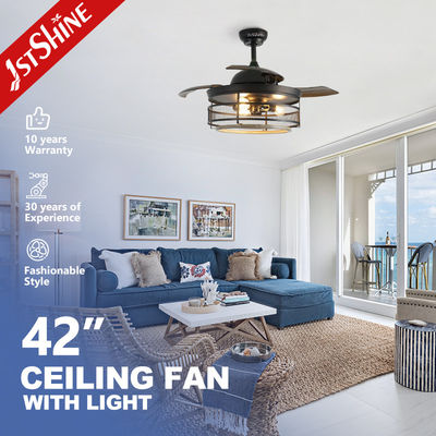 comprar 2- 42 polegadas Ventilador de teto preto com lâmina oculta e Kit de luz LED de controle remoto Fabricação em linha