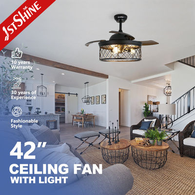 comprar Design personalizado 1stshine Ventilador de teto com lâminas ocultas e luz LED em cor preta Fabricação em linha