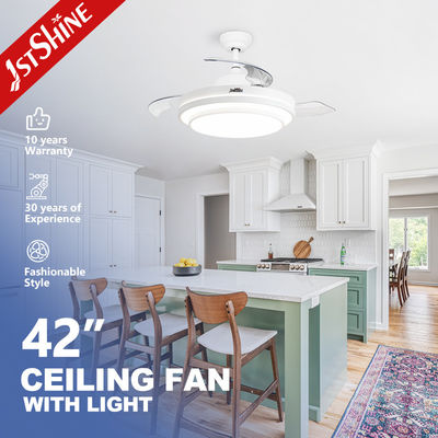 comprar Ventilador de teto retrátil de quarto com luz 3 cores Dimmable luz LED controle remoto Fabricação em linha