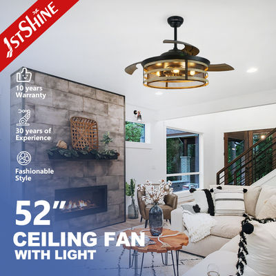 comprar Ventilador de tecto retrátil de 52 polegadas com fluxo de ar grande com lâminas ocultas e função de memória Fabricação em linha