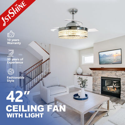 comprar Lâminas retráteis motor CA de cristal de baixa energia ventilador de teto luz para quarto Fabricação em linha