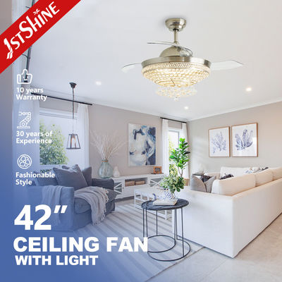 comprar Crystal Luxury 220V Retrátil Ventilador de Tecto Luz Ventilador DC Motor Fabricação em linha