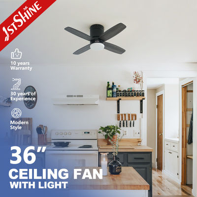 comprar 36 polegadas de LED moderno ventilador de teto invisível Mini 4 lâminas de madeira compensada de baixo perfil luz de atenuação Fabricação em linha