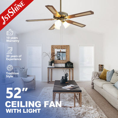 comprar Ventilador de teto de latão antigo clássico com motor de corrente alternada de tração leve 5 Mdf Blade Fabricação em linha