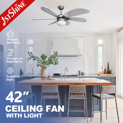 comprar Simple Home 6 lâminas de MDF Ventilador de teto de cor prateada com controle remoto e motor AC / DC Fabricação em linha