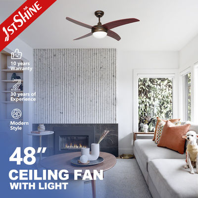 comprar Decorativo 4 lâminas de MDF Retro estilo ventilador de teto 48 polegadas 220V LED Fabricação em linha