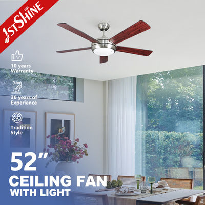 comprar 110V/50Hz Voltagem 1stshine 52 Inch Air Cooling DC Motor 5 Plywood Blade Modernos Ventiladores de teto LED com luzes Fabricação em linha