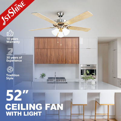 comprar Ventilador de teto de motor de ar-condicionado de metal clássico com lâminas de madeira contraplacada Fabricação em linha