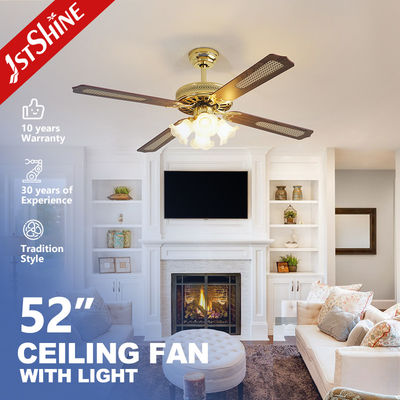 comprar Lâmpada de ventilador de teto decorativo tradicional de 35W com cadeia de puxação 4 lâminas de MDF para quarto Fabricação em linha