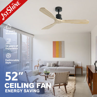 comprar Ventilador de teto de motor de corrente contínua de economia de energia com lâminas de madeira natural e controle remoto inteligente Fabricação em linha