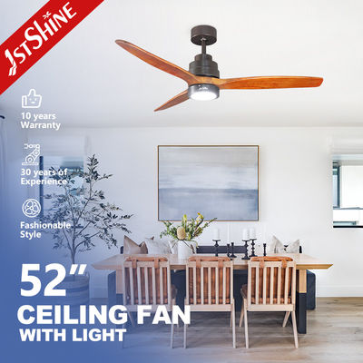comprar 52 polegadas de lâmina de madeira de cobre / metal / madeira LED ventilador de teto com desenhos de luz natural Fabricação em linha