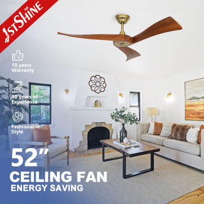 comprar Ventilador de teto moderno de metal dourado com controle inteligente e temporizador Sim As lâminas de madeira incluídas Fabricação em linha