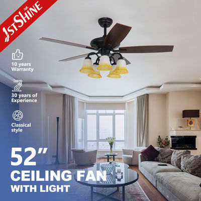 comprar Ventilador de teto tradicional decorativo com lâmpada de motor DC de 6 velocidades acabamento preto fosco Fabricação em linha