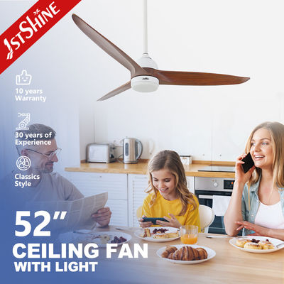 comprar Ventilador de teto de madeira de 52 polegadas com controle remoto inteligente de motor DC reversível leve Fabricação em linha