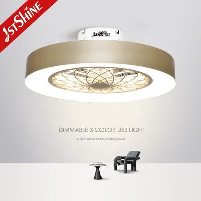 Ventilador de teto LED de lâminas removíveis escondidas com material metálico e controle remoto