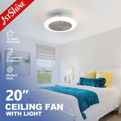 Bom preço Ventilador de teto LED de 20 polegadas para escritório em casa com controle remoto e luz RGB multicolorida com pás ocultas on-line