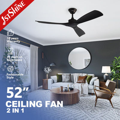 2in1 52'' Ventilador de teto inteligente com motor DC leve alta velocidade em preto 6 escolha de velocidade