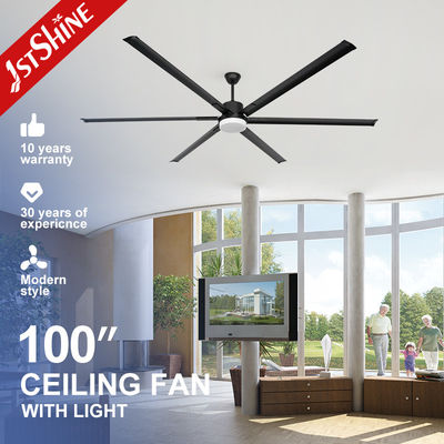 100 polegadas preto lâmina de metal moderna grande DC motor ventilador de teto com 3 cores luz LED