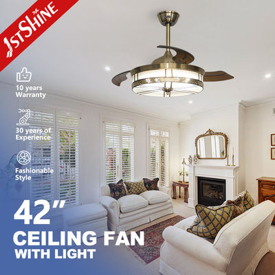 Luz de Ventilador de Teto Retrátil Decorativa Motor DC Lâminas de Acrílico