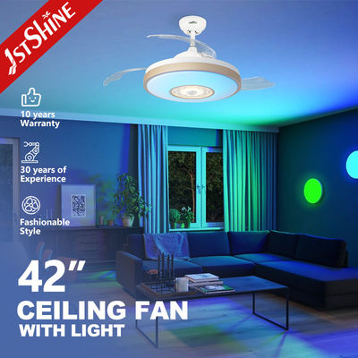 Ventilador de teto de luz noturna multicolor com lâminas ocultas e motor AC de 110-240V/50Hz-60Hz
