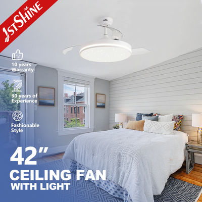 Moderno Design 1stshine Branco Estrelado LED Ventilador de teto com lâminas ocultas e DC Motor