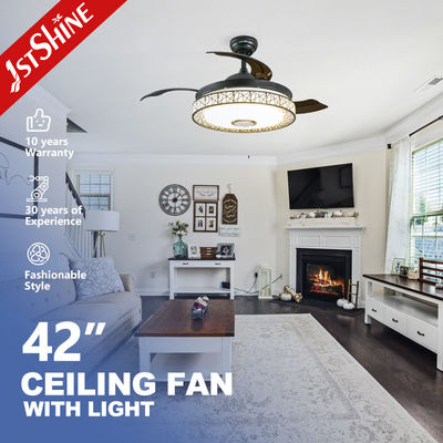 Ventilador de teto de música LED multifuncional de 42 polegadas com alto-falante Hifi e luz disco RGB