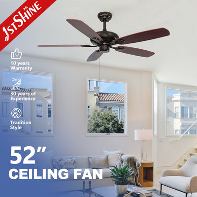 Classic Coffee Color 5 MDF Blades ODM Ventilador de teto com cadeia de puxação de 3 velocidades