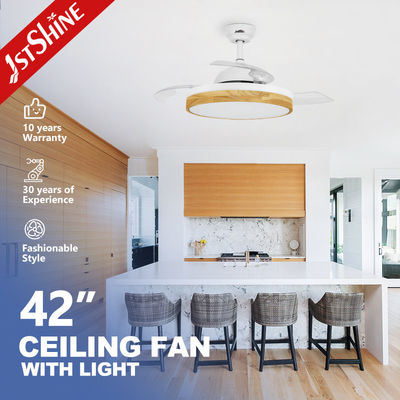Bom preço 10- 1stshine Contemporâneo Madeira exclusiva Escondida Sem lâmpada de ar LED Iluminação de lâmpada de teto dobrável Luz de ventilador on-line