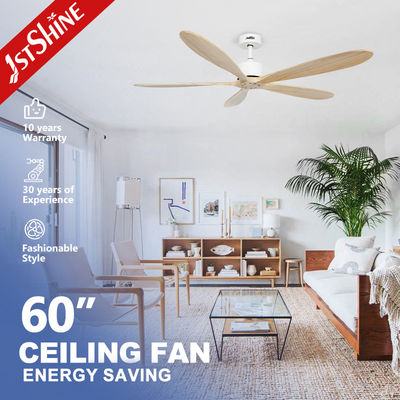 Ventilador de teto de lâmina de madeira de 60 polegadas com motor de corrente contínua de cinco velocidades