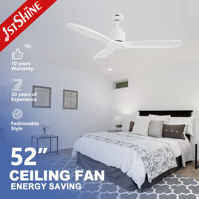 52 polegadas de lâmina de madeira maciça branca motor DC LED ventilador de teto não equipado não aplicativo controlado