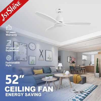 Ventilador de teto de madeira maciça de interior branco moderno com motor de corrente contínua de controle remoto