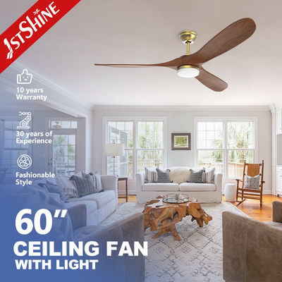 Ventilador de teto de estilo europeu moderno com luz LED Villa Ac Dc 3 Blade Madeira