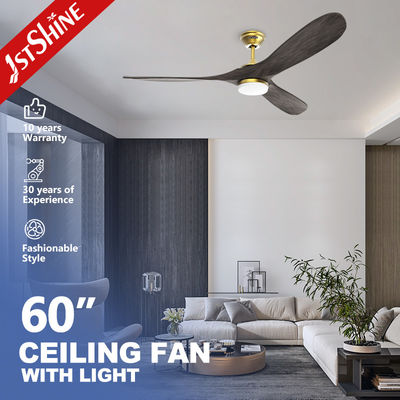 60 polegadas de luxo 3 lâminas de madeira luz de teto com motor DC silencioso ventilador