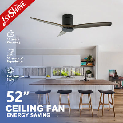 3 lâminas de madeira ventilador de teto de baixo perfil silencioso poupança de energia motor DC flush montar 52 polegadas