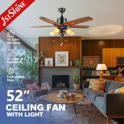 Bom preço OEM Poupança de energia Ventilador de teto com interruptor de puxa com 5 lâminas de madeira on-line