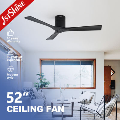 3 lâminas Ventilador de teto de madeira preta com controle remoto de motor DC Design elegante