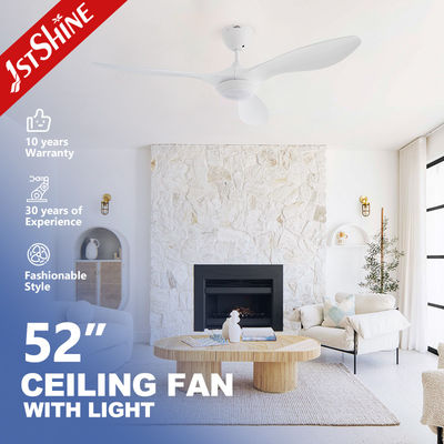 Ventilador de tecto branco de 52 polegadas com luz LED dimmable e motor DC de controle remoto
