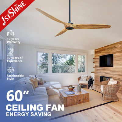 Controle de 5 velocidades Ventilador de teto de madeira maciça 60 polegadas para decoração