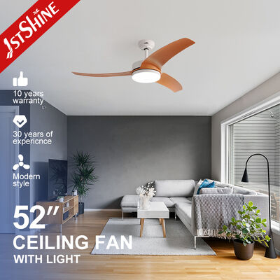 Ventilador de teto moderno de 52 polegadas com luz e motor de CC para quarto