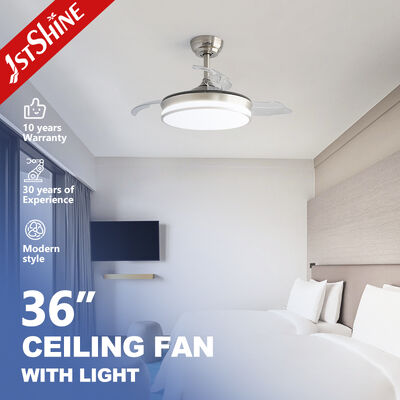 Bom preço Ventilador de teto retrátil de 36 polegadas com luz dimmável e lâminas dobráveis para quarto ou escritório on-line