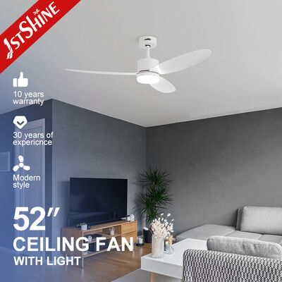 Ventilador de teto LED Dimmable de 52 polegadas com motor DC e luz LED de 3 cores para espaços modernos