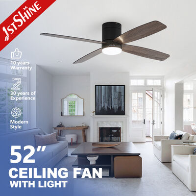 Ventilador de teto de montagem de 52 polegadas com luz LED e motor DC silencioso para tetos baixos